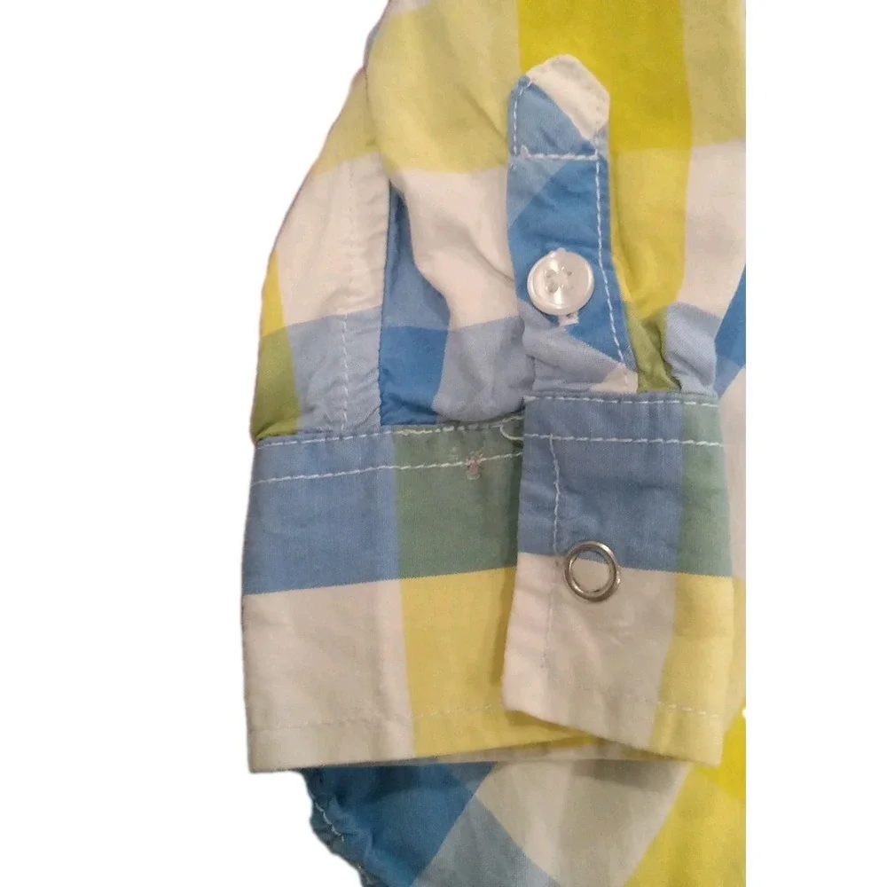 Old Navy Toddler 3T Snap Up Plaid‎ Blue & Yellow Shirt Long Sleeve Western
